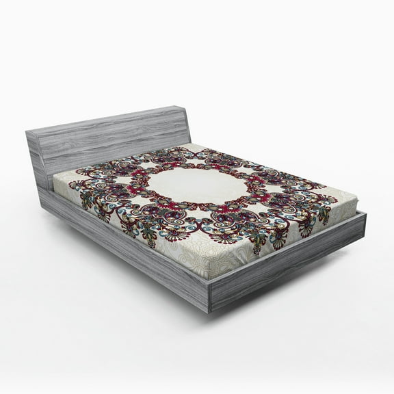 Ambesonne Tribal Fitted Sheet, Aztec Mandala, Full Size, Multicolor