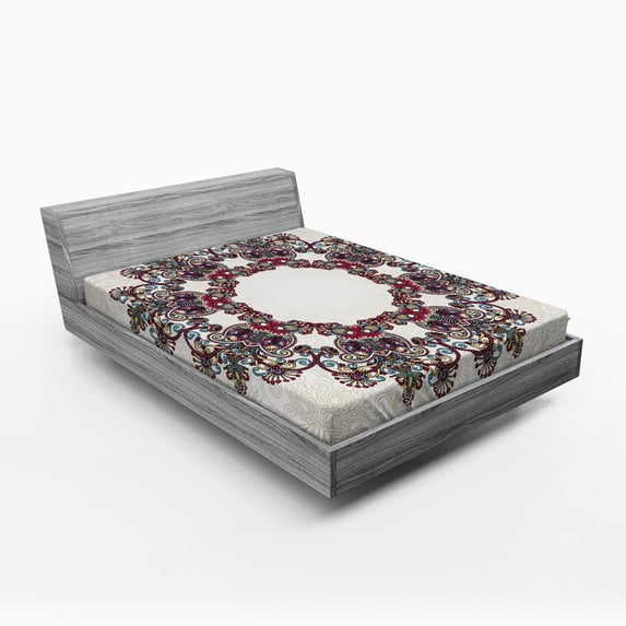Ambesonne Tribal Fitted Sheet, Aztec Mandala, Queen Size, Multicolor