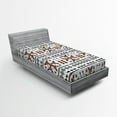 thumbnail image 1 of Ambesonne Tribal Fitted Sheet, Birds Arrows, Twin Size, Orange Black White, 1 of 2