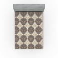 thumbnail image 1 of Ambesonne Tribal Fitted Sheet, Bohemian Earthy Ethno Art, Full Size, Umber Taupe Ivory, 1 of 5