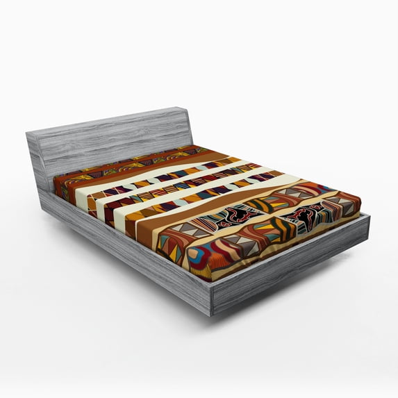 Ambesonne Tribal Fitted Sheet, Boho Folk, Full Size, Multicolor