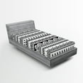 thumbnail image 1 of Ambesonne Tribal Fitted Sheet, Borders with Leaf, Twin Size, Black and White, 1 of 2