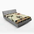 thumbnail image 1 of Ambesonne Tribal Fitted Sheet, Branch Leaves Hummingbird, Full Size, Black Brown, 1 of 3