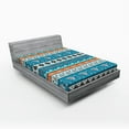 thumbnail image 1 of Ambesonne Tribal Fitted Sheet, Floral Aztec Art Pattern, Queen Size, Blue Orange and White, 1 of 3