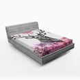 thumbnail image 1 of Ambesonne Tribal Fitted Sheet, Flower Leaves Hand Drawn, Full Size, Black Fuchsia, 1 of 2