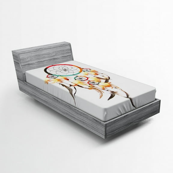 Ambesonne Tribal Fitted Sheet, Folk Dreamcatcher Pattern, Twin XL Size, Multicolor