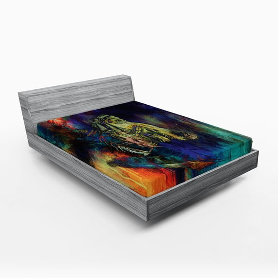 Ambesonne Tribal Fitted Sheet, Grunge Tribal, Full Size, Multicolor
