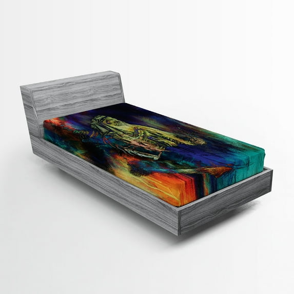 Ambesonne Tribal Fitted Sheet, Grunge Tribal, Twin Size, Multicolor