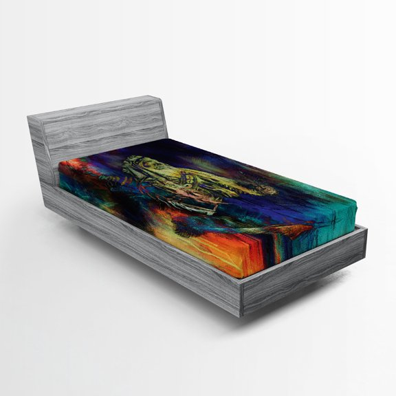 Ambesonne Tribal Fitted Sheet, Grunge Tribal, Twin Size, Multicolor