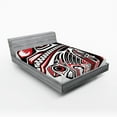 thumbnail image 1 of Ambesonne Tribal Fitted Sheet, Haida Animal Art, Full Size, White Red Black, 1 of 3