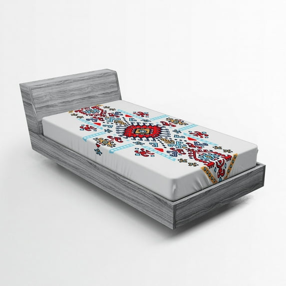 Ambesonne Tribal Fitted Sheet, Mexican Pattern, Twin XL Size, Multicolor