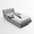 thumbnail image 1 of Ambesonne Tribal Fitted Sheet, Native Feathers, Twin Size, White and Black, 1 of 2