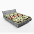 thumbnail image 1 of Ambesonne Tribal Fitted Sheet, Peacock Pattern, Full Size, Cream and Purple, 1 of 2