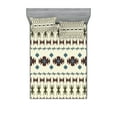 thumbnail image 1 of Ambesonne Tribal Fitted Sheet & Pillow Sham Set, Aztec Native, Queen, Beige and Brown, 1 of 3