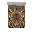 thumbnail image 1 of Ambesonne Tribal Fitted Sheet & Pillow Sham Set, Color Art, Calking, Jade Ruby and Mustard, 1 of 2