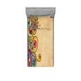 thumbnail image 1 of Ambesonne Tribal Fitted Sheet & Pillow Sham Set, Folk Art Forms, Twin, Multicolor, 1 of 2