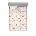 thumbnail image 1 of Ambesonne Tribal Fitted Sheet & Pillow Sham Set, Fox Bear Arrows, Queen, Salmon Amber White, 1 of 2