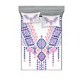 thumbnail image 1 of Ambesonne Tribal Fitted Sheet & Pillow Sham Set, Geometric Design, Queen, Coral Pink and Blue, 1 of 2