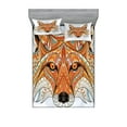 thumbnail image 1 of Ambesonne Tribal Fitted Sheet & Pillow Sham Set, Geometric Fox Portrait, Queen, Orange Amber, 1 of 2