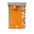 thumbnail image 1 of Ambesonne Tribal Fitted Sheet & Pillow Sham Set, Grungy Ethnic Triangles Art, Full, Black Orange and White, 1 of 2