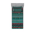 thumbnail image 1 of Ambesonne Tribal Fitted Sheet & Pillow Sham Set, Hand Drawn Aztec, Twin, Red Blue Teal, 1 of 3