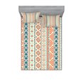 thumbnail image 1 of Ambesonne Tribal Fitted Sheet & Pillow Sham Set, Mexican Aztec Pattern, Queen, Blue Orange Ivory, 1 of 2