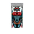 thumbnail image 1 of Ambesonne Tribal Fitted Sheet & Pillow Sham Set, Wolf Animal Theme, Twin, Teal White and Red, 1 of 3