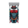 thumbnail image 1 of Ambesonne Tribal Fitted Sheet & Pillow Sham Set, Wolf Animal Theme, Twinxl, Teal White and Red, 1 of 3