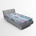 thumbnail image 1 of Ambesonne Tribal Fitted Sheet, Pink Teal Aztec, Twin Size, Pale Pink and Teal, 1 of 2