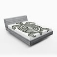 thumbnail image 1 of Ambesonne Tribal Fitted Sheet, Turtle Maori, Full Size, Black and White, 1 of 2