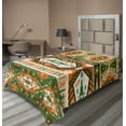 thumbnail image 1 of Ambesonne Tribal Flat Sheet, Aztec Mayan Style Stripe, TwinXL Size, Green Brown Amber, 1 of 1