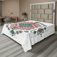 thumbnail image 1 of Ambesonne Tribal Flat Sheet, Aztec Native Art Design, California King, Teal and Coral Pink, 1 of 1