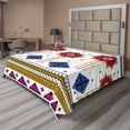thumbnail image 1 of Ambesonne Tribal Flat Sheet, Mayan Folkloric Cultural, California King, Blue Pale Coffee Fuchsia, 1 of 1
