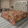 thumbnail image 1 of Ambesonne Tribal Flat Sheet, Prehistoric Animal Drawings, California King, Cinnamon Khaki, 1 of 1