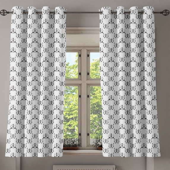 Ambesonne Tribal Grommet Curtain, Arrows Black and White, 50" x 54", Charcoal Grey