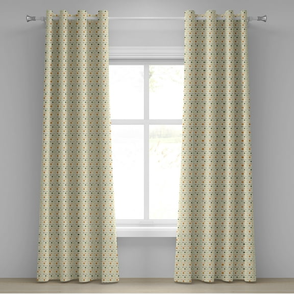 Ambesonne Tribal Grommet Curtain, Hipster Geometric, 50" x 96", Mint Green Orange Cream