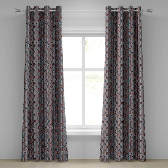 Ambesonne Tribal Grommet Curtain, Striped, 50" x 72", Cinnamon Black Teal
