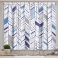 thumbnail image 1 of Ambesonne Tribal Kitchen Curtains, Boho Zigzag Sketchy Line, 55"x45", Violet Blue White, 1 of 3