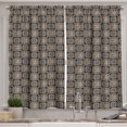 thumbnail image 1 of Ambesonne Tribal Kitchen Curtains, Ethnic Greek Folklore Feels, 55"x36", Black Camel and Coral, 1 of 3
