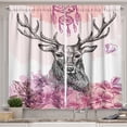 thumbnail image 1 of Ambesonne Tribal Kitchen Curtains, Flower Leaves Hand Drawn, 55"x45", Black Fuchsia, 1 of 1