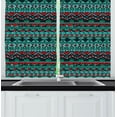 thumbnail image 1 of Ambesonne Tribal Kitchen Curtains, Hand Drawn Aztec, 55"x39", Red Blue Teal, 1 of 3
