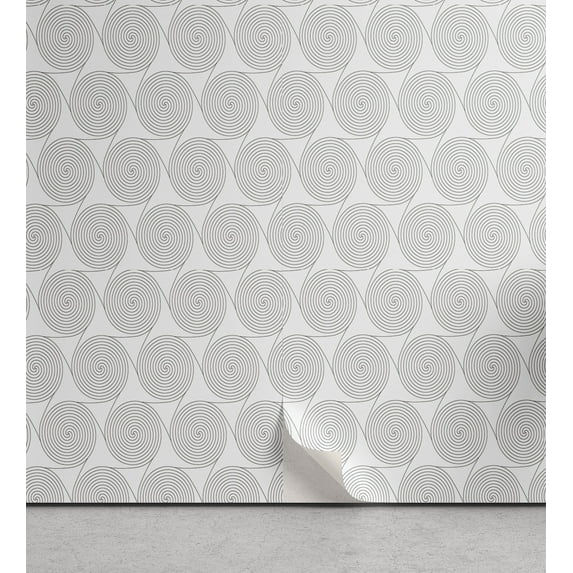 Ambesonne Tribal Peel & Stick Wallpaper for Home, Boho Style Connected Circles, 13"x100", Grey and White