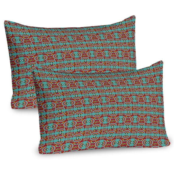 Ambesonne Tribal Pillow Sham 2 Pack, Ethnic Colorful Quirky Art, 26"x20", Seafoam Magenta