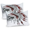 thumbnail image 1 of Ambesonne Tribal Pillow Sham 2 Pack, Feather Headdress, 30"x20", Burgundy Black White, 1 of 3