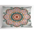 thumbnail image 1 of Ambesonne Tribal Pillow Sham, Abstract Sun Aztec Style, 36" X 20", Turquoise and Coral, 1 of 2