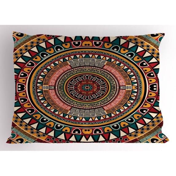 Ambesonne Tribal Pillow Sham, Color Art, 36" X 20", Jade Ruby and Mustard