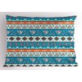 thumbnail image 1 of Ambesonne Tribal Pillow Sham, Floral Aztec Art Pattern, 36" X 20", Blue Orange and White, 1 of 2