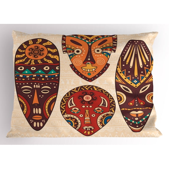 Ambesonne Tribal Pillow Sham, Indigenous Folk Graphic, 36" X 20", Multicolor