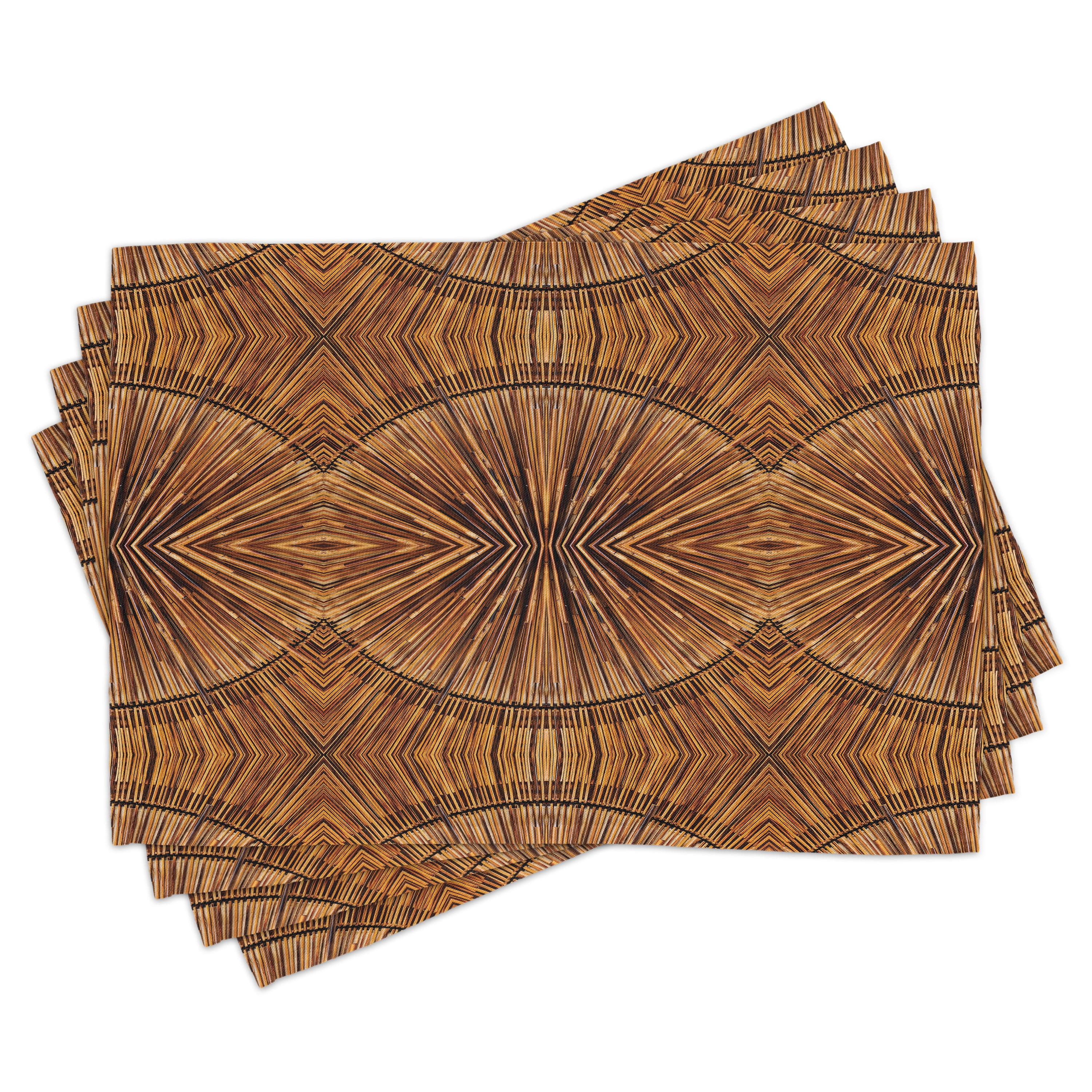 Ginger Brown Rectangular Polyester Canvas Placemats Set of 4