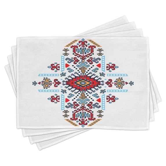 Ambesonne Tribal Place Mats Set of 4, Mexican Pattern, Standard Size, Multicolor